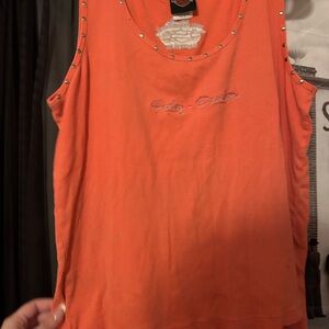 Harley-Davidson Bright Orange Studded Tank Top
